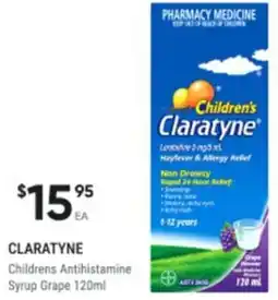 Healthy Life Claratyne Childrens Antihistamine Syrup Grape offer