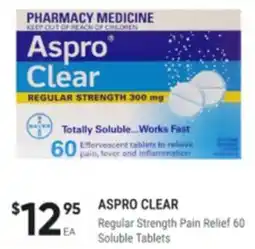 Healthy Life Aspro Clear Regular Strength Pain Relief 60 Soluble Tablets offer