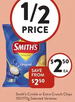 Foodworks Smith's Crinkle or Extra Crunch Chips Selected Varieties offer