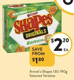 Foodworks Arnott's ShapesSelected Varieties offer