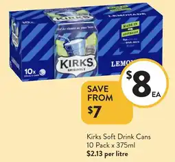 Foodworks Kirks Soft Drink Cans offer