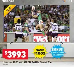 Harvey Norman Hisense 100" 4K QLED 144Hz Smart TV offer