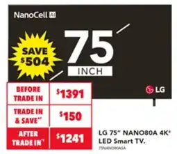 Harvey Norman LG 75" NANO80A 4K LED Smart TV offer