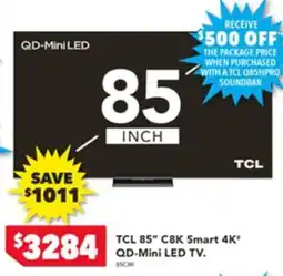 Harvey Norman TCL 85" Smart 4K' QD-Mini LED TV offer