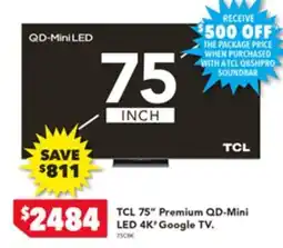 Harvey Norman TCL 75 Premium QD-Mini LED 4K' Google TV offer