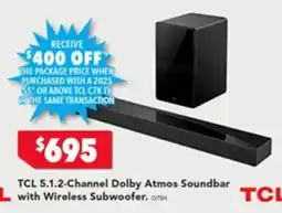 Harvey Norman TCL 5.1.2-Channel Dolby Atmos Soundbar offer