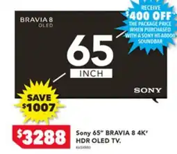 Harvey Norman Sony 65" BRAVIA 8 4K HDR OLED TV offer