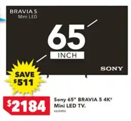 Harvey Norman Sony 65" BRAVIA 5 4K' Mini LED TV offer