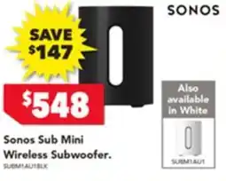 Harvey Norman Sonos Sub Mini Wireless Subwoofer offer