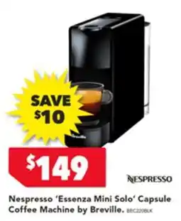 Harvey Norman Nespresso 'Essenza Mini Solo' Capsule Coffee Machine by Breville offer