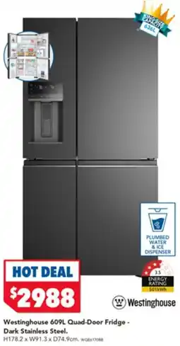Harvey Norman Westinghouse Quad-Door Fridge - Dark Stainless Steel offer