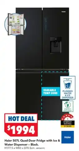 Harvey Norman Haier Quad-Door Fridge with Ice & Water Dispenser offer