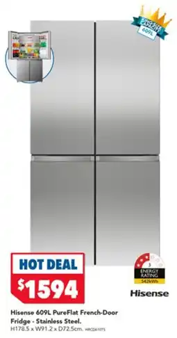 Harvey Norman Hisense PureFlat French-Door Fridge - Stainless Steel offer