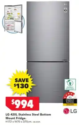 Harvey Norman LG Stainless Steel Bottom Mount Fridge offer