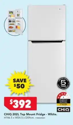 Harvey Norman CHIQ Top Mount Fridge offer