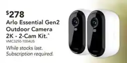 Harvey Norman Arlo Essential Gen2 Outdoor Camera 2K 2-Cam Kit offer