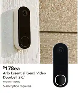 Harvey Norman Arlo Essential Gen2 Video Doorbell 2K offer