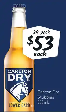 Cellarbrations Carlton Dry Stubbies offer