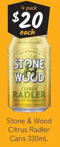 Cellarbrations Stone & Wood Citrus Radler Cans offer