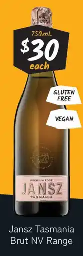 Cellarbrations Jansz Tasmania Brut NV Range offer