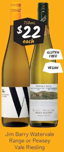 Cellarbrations Jim Barry Watervale Range or Pewsey Vale Riesling offer
