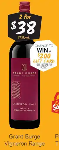 Cellarbrations Grant Burge Vigneron Range offer