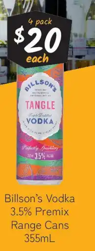 Cellarbrations Billson's Vodka 3.5% Premix Range Cans offer