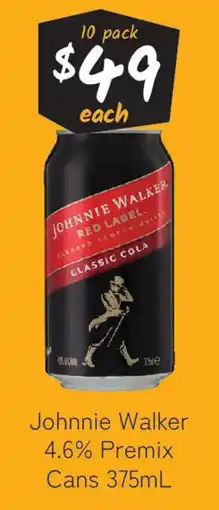 Cellarbrations Johnnie Walker 4.6% Premix Cans offer