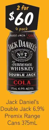 Cellarbrations Jack Daniel's Double Jack 6.9% Premix Range Cans offer