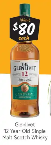 Cellarbrations Glenlivet 12 Year Old Single Malt Scotch Whisky offer