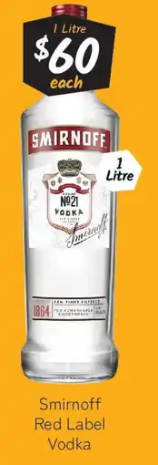 Cellarbrations Smirnoff Red Label Vodka offer