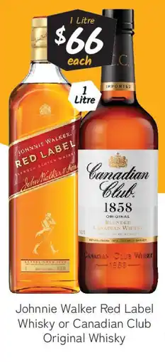 Cellarbrations Johnnie Walker Red Label Whisky or Canadian Club Original Whisky offer