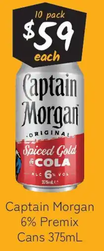 Cellarbrations Captain Morgan 6% Premix Cans offer