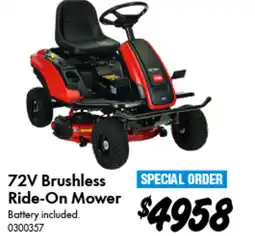 Bunnings 72V Brushless Ride-On Mower offer