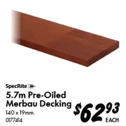 Bunnings Pre-Oiled Merbau Decking offer