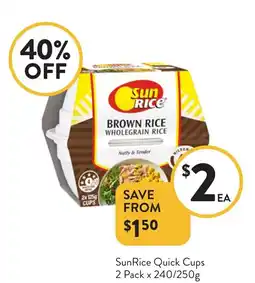 Foodworks SunRice Quick Cups offer