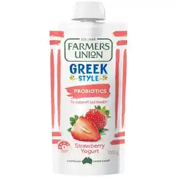Woolworths Farmers Union Greek Yoghurt Pouches 130g – From the Fridge offer