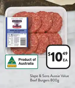 Foodworks Slape & Sons Aussie Value Beef Burgers offer