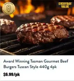Tasman Butchers Award Winning Tasman Gourmet Beef Burgers Tuscan Style offer