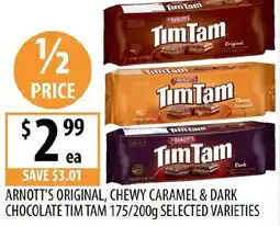 Supabarn Arnott's original, chewy caramel & dark chocolate tim tam offer