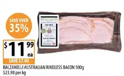 Supabarn Balzanelli australian rindless bacon offer
