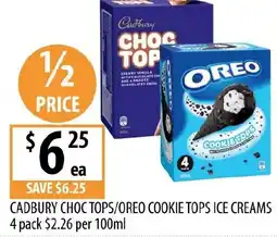 Supabarn Cadbury choc tops/oreo cookie tops ice creams offer