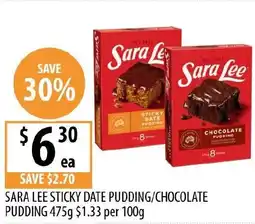 Supabarn Sara lee sticky date pudding/chocolate offer