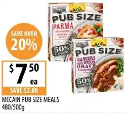 Supabarn MCCAIN PUB SIZE MEALS offer