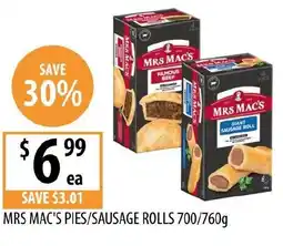 Supabarn Mrs mac's pies/sausage rolls offer