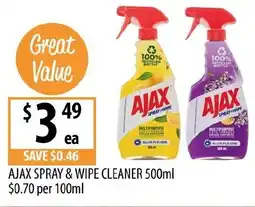 Supabarn Ajax spray & wipe cleaner offer