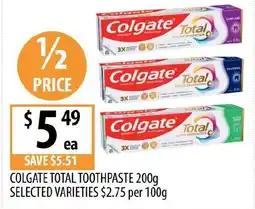 Supabarn Colgate total toothpaste offer