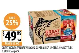 Supabarn GREAT NORTHERN BREWING CO SUPER CRISP LAGER 3.5% BOTTLES offer