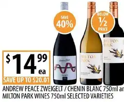 Supabarn Andrew peace zweigelt / chenin blanc and milton park wines selected varieties offer
