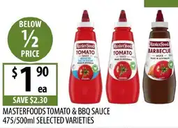 Supabarn Masterfoods tomato & bbq sauce selected varieties offer
